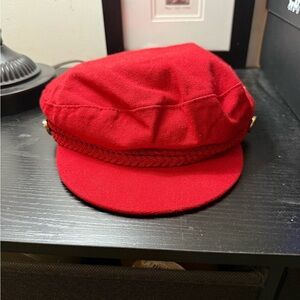 Red Fisherman Style Cap with Braid Trim by ZARA BRAND NEW